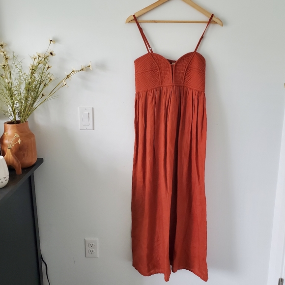 Voloshin Ruhi Linen Corset Stitched Dress - Cinnamon - Picture 6 of 16